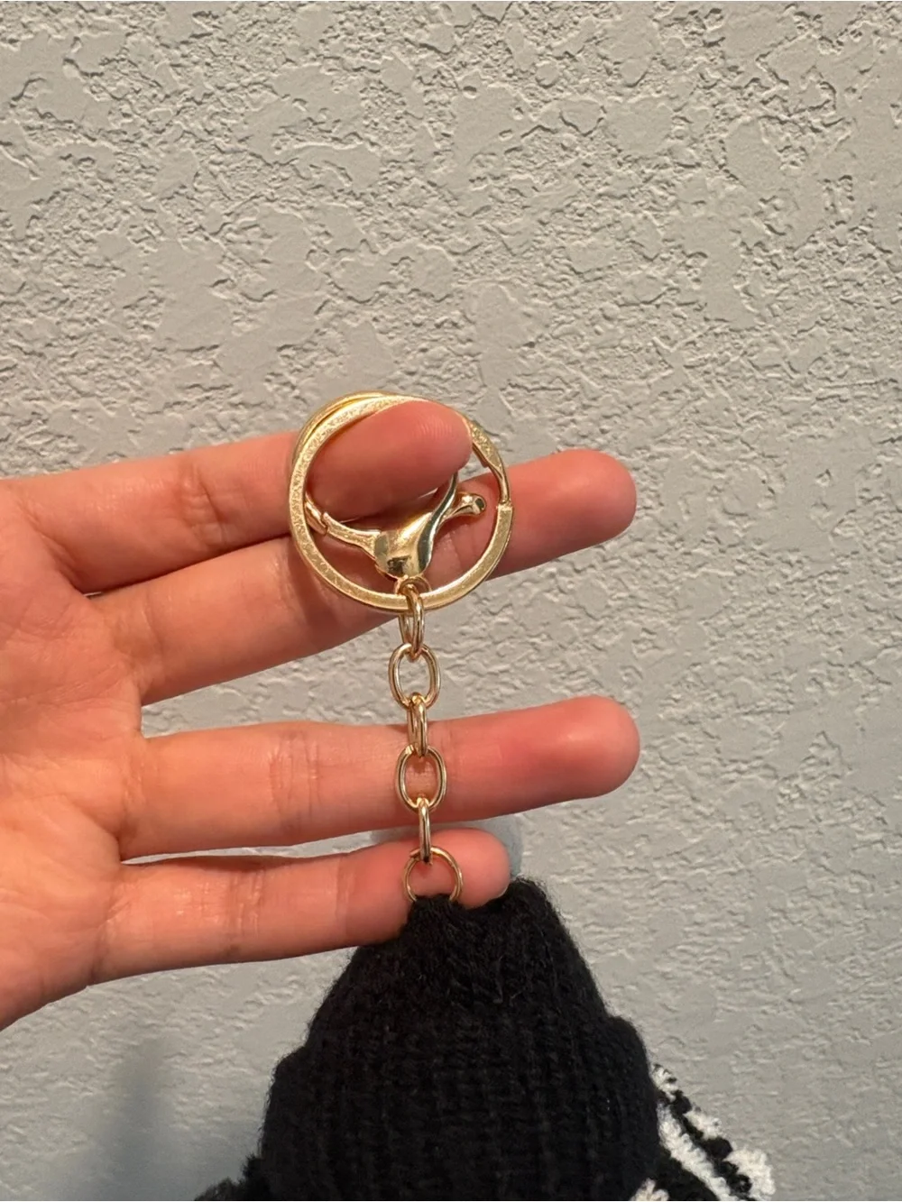 Plush Pom-Pom Doll Bag Charm Keychain with Black Knit Hat and Scarf